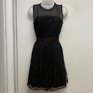 Diane von Furstenberg Black Sheer Lace Cocktail Dress Size 4 | Silk Blend |